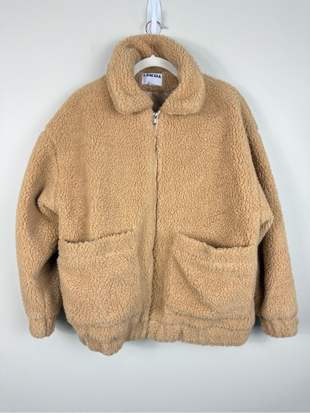 I.AM.GIA Pixie Teddy Coat Womens Small Caramel Tan Grunge Sherpa Jacket Soft